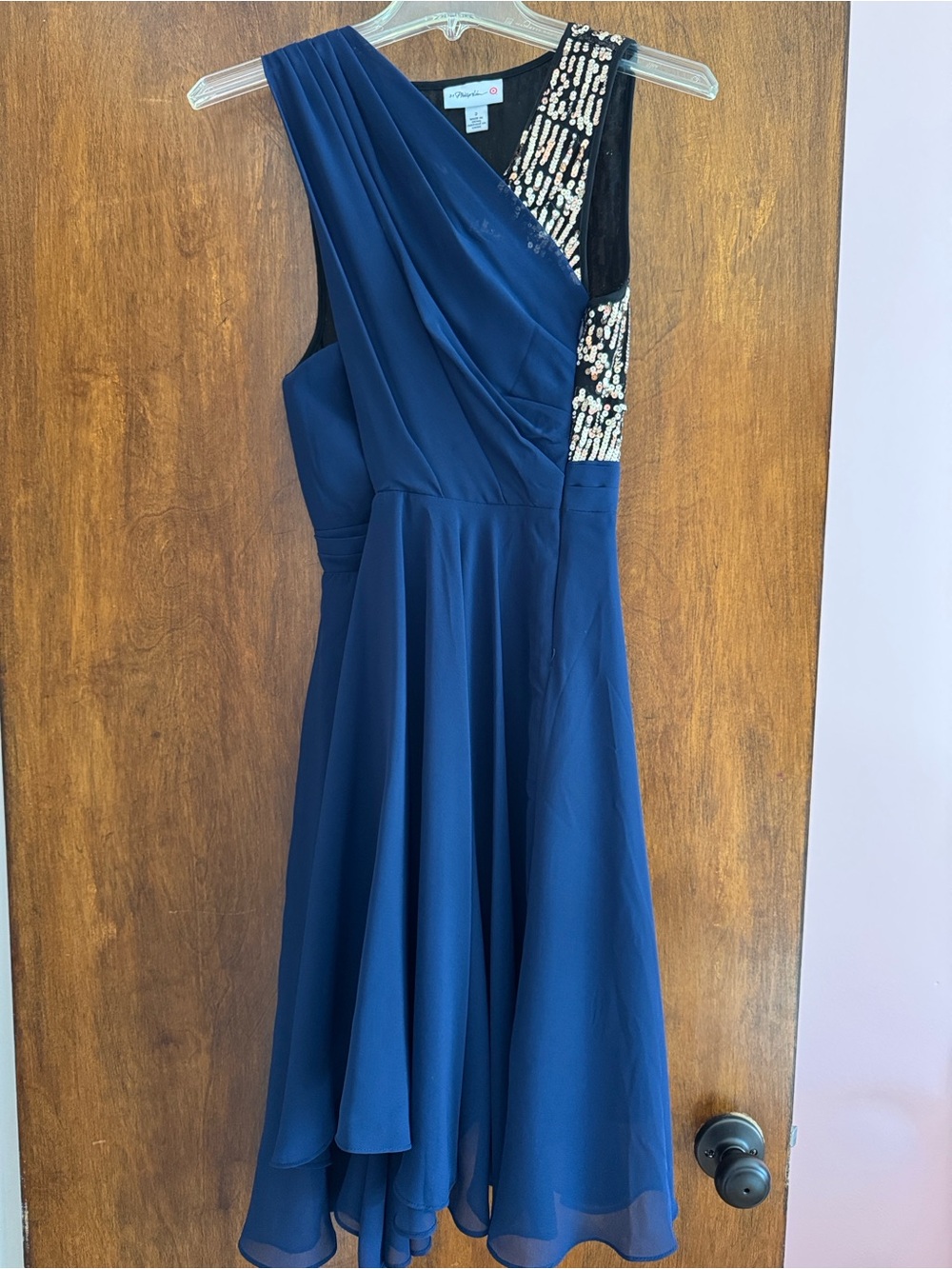 3.1 Phillip Lim for Target Navy One-Shoulder Beaded Cocktail Dress